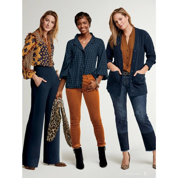 NWT Cabi Floral Harmony Ruffle Boho Blouse 3953 Brown Blue Size Small H14864 - Picture 12 of 12